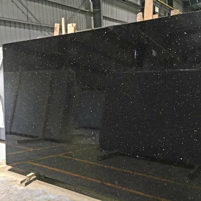 Black galaxy granite slab