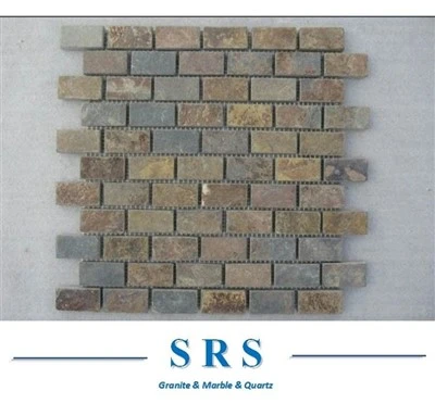 Extérieur de revêtement de mur de mosaïque d'ardoise de couleur mélangée naturelle
