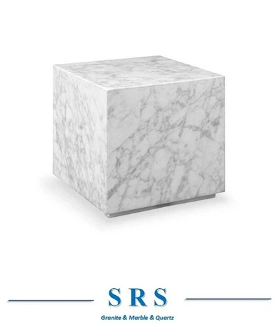 Dessus de table basse ronde carrée en bloc de marbre poli